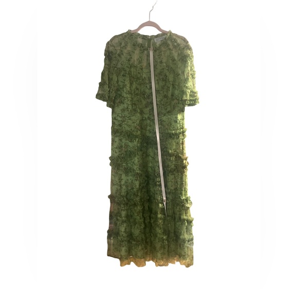 Mac Duggal Women's Floral Flutter Sleeve Mesh Print Dress in Sage Green #8010 - Picture 6 of 14